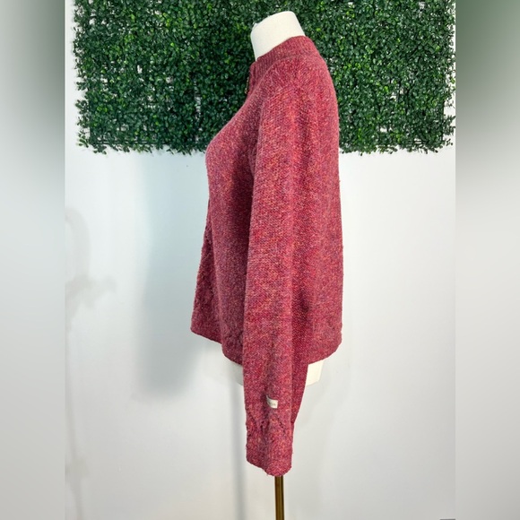 COLUMBIA Wool Cotton Blend Knit Outdoor Zip up Maroon Pink Sweater Size Small - Picture 6 of 15